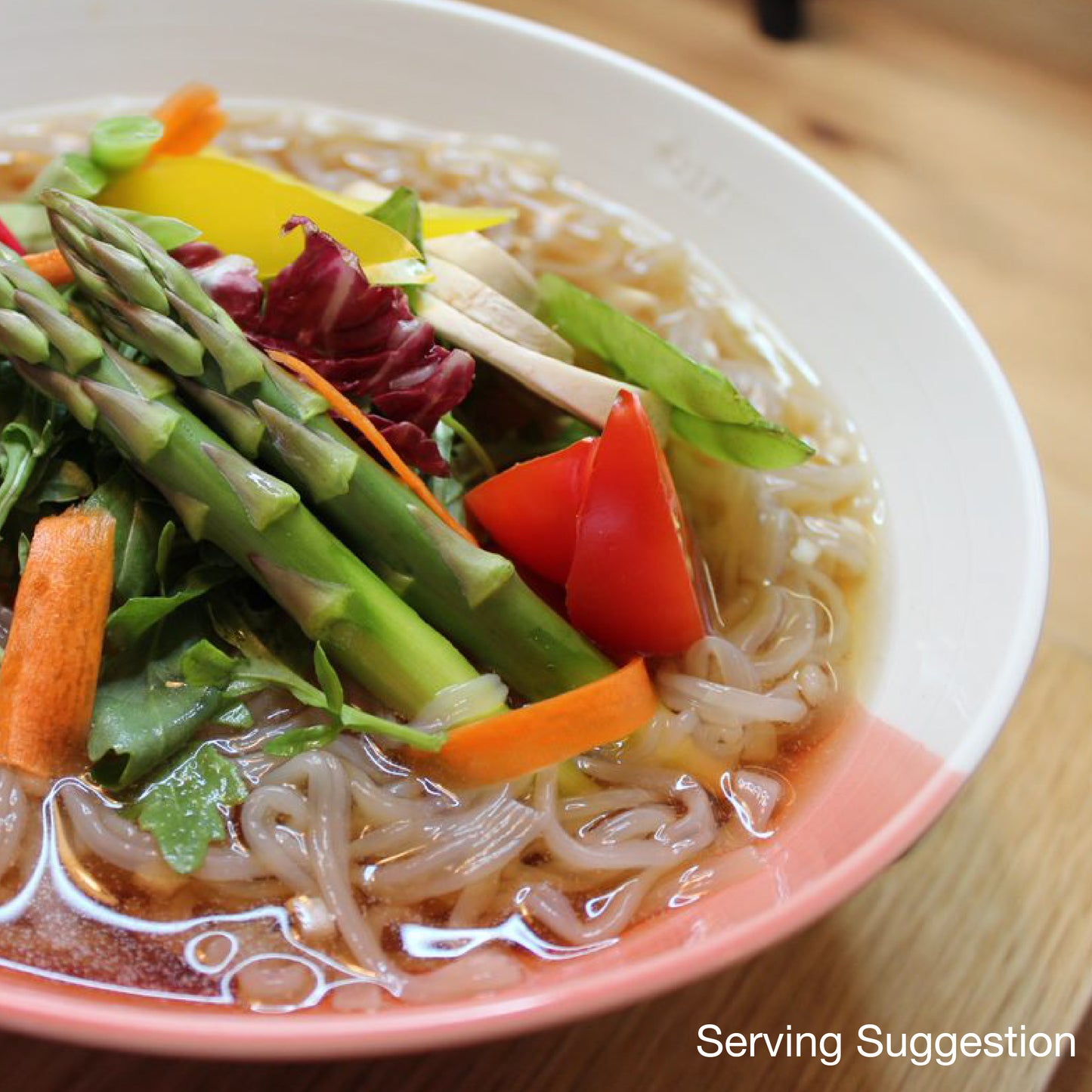 vegan keto friendly RAMEN Z serving photo with vegetable toppings