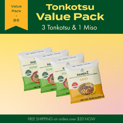 Ramen Z Vegan Gluten Free Ramen Tonkotsu Value Pack